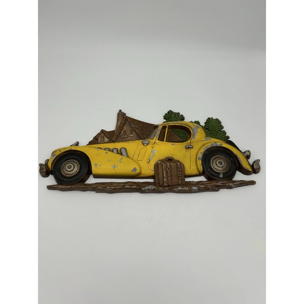 RARE SEXTON METAL MERCEDES? DELAHAYE? EUROPEAN AUTOMOBILE SCENE WALL PLAQUE 14X7
